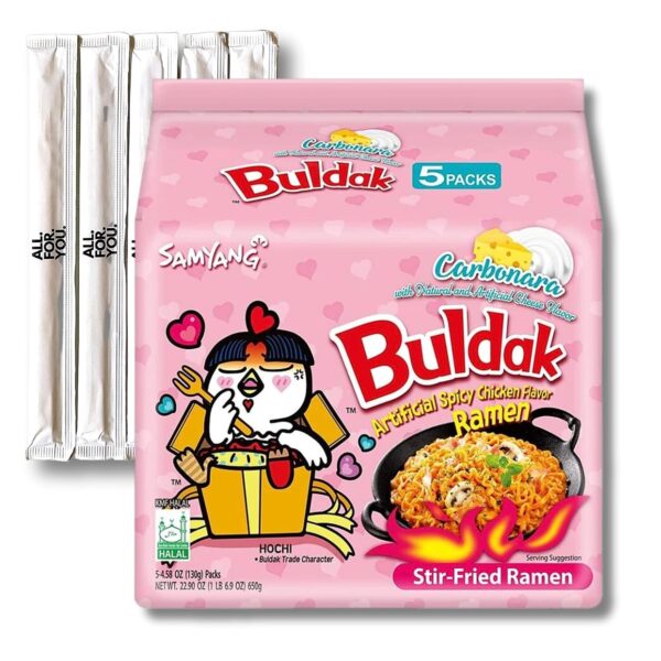 Samyang Buldak Carbonara Ramen – 130g | Korean Creamy Spicy Noodles