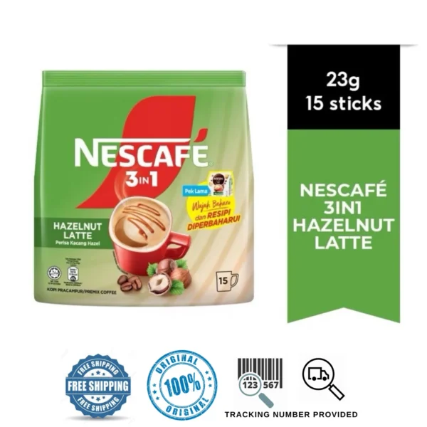 NESCAFÉ Latte Premium 3-in-1 Hazelnut Instant Coffee (23g × 15 Sachets)