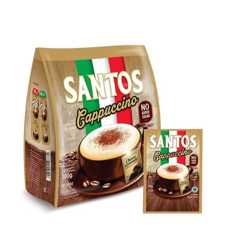 Santos Cappuccino No Sugar Coffee 300g (20 Sachets)